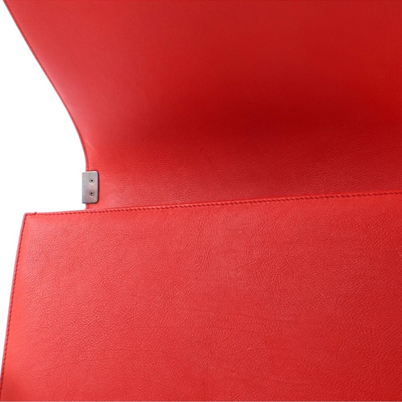 CHANEL BOY Chain Wild Stitch Quilted Shoulder Bag Red Medium 3 Chanel wallets - Picture 12 of 14